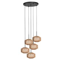 Lampada a sospensione nera con paralumi in corda E27 – 320 cm – 23 x 15,5 cm – Stile bohemien, scandinavo, rustico