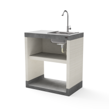 Módulo Stand Plan/venit 1 Fregadero Y Grifería Para Barbacoa De Obra Prefabricada (blanco, Gris - 78 X 47 X 47 Cm) - Uso En Exteriores - Tuozi