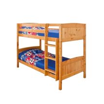 Comfy Living – 2ft6 Shorty Wooden Bunk Bed – Solid Pine – Adjustable Ladder – Natural, Grey or White Wash Finish
