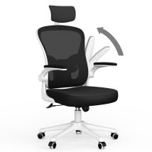 Naspaluro - Office Chair With Lumbar Support - Bigzzia Desk Chair With Adjustable Headrest - Swivel Mesh Chair - Black White