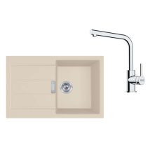 Franke - Conjunto De Cocina T115be, Fregadero De Tectonite S2d 611-78 Y Grifo Fs 3230.031, Beige/cromo 143.0687.395