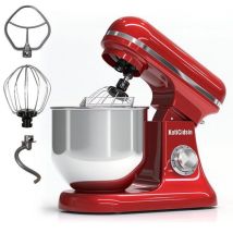 Koticidsin Robot Pâtissier Multifonction 2000 W, 9 Vitesses, Bol Acier Inoxydable 8 L, Accessoires Pétrin/fouet/batteur - Rouge