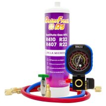 Gas Refrigerante Ralerfresh Rs Sustituto De Los Gases R410,r32,r407 Y R22 Mas Manometro,mangueras,llave Y Adaptador