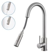 Lonheo Grifo De Cocina Con Ducha Extraíble 50cm, Giratorio 360° Grifo De Fregadero De Acero Inoxidable, Monomando Cocina Con Aireador Desmontable, Con