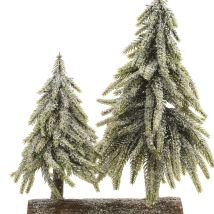 Dekoris Mini-Weihnachtsbaum-Set auf Holzsockel 28 x 16 x 28 cm Winterlicher Look Hochwertige Materialien Festliche Dekoration