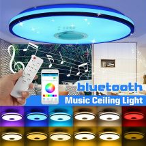 Thsinde - 1 Pcs Plafonnier Étanche Ip54,36w 3200lm, Rgb Coloré, Lecture De Musique Bluetooth, Plafonnier Led Rond Pour Salon, Salle De Bain, Bureau À 