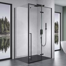 Mai & Mai Duschkabine Schwarz 80x140cm Duschabtrennung 6mm Esg Inkl. Nano-beschichtung In Klarglas Mit Handtuchhaken Rav64k