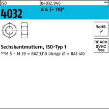 Sechskantmutter ISO 4032 M3 A4 – 1000 Stück – 3 mm – 0,5 mm – 2,4 mm – 5,5 mm