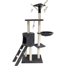 Jipsy Árbol Para Gatos Gris Oscuro 79 X 34 X 138 Cm - 3 Plataformas, 1 Percha, 1 Cubículo, 1 Escalera, Postes Para Rascar