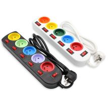 Lot De 2 Multiprises Fishtec 5 Prises Couleurs - Câble 1,5m