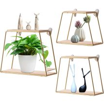 Dksfjkl - Wall Shelves Set Of 3, Trapezoid Metal Wall Shelf Floating Shelves Wall Shelves Industrial Shelf For Living Room, Kitchen, Bathroom, Bedroom