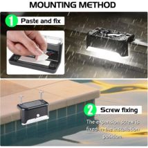 Set Di 16 Luci Solari Per Piscina Nere, Led Bianco Freddo, Impermeabili, Ideali Per Scale, Recinzioni, Terrazze E Sentieri-autres