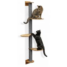 175 Cm Rascador De Pared Con 3 Plataformas - Árbol Para Gatos - Columna De Sisal