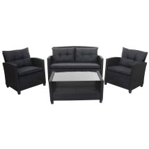 Hhg - Set Salotto Giardino Esterno Salottino Elegante 089 Xxl Con Cuscini Antracite