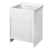 Evier 1 Bac En Pvc 60x60 – Kit Intérieur/extérieur Avec Fermeture Économiseuse D’espace – Cuve Perforée Pour Robinet – Siphon Autonettoyant – Cr Smart