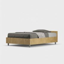 Lit Une Place Et Demie Avec Rangement Design Moderne 120x200cm Nuamo - Bois Neutre