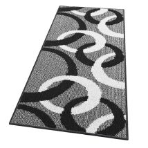 Emmevi Mv S.p.a. - Tappeto Cucina Tridimensionale Cerchi 3d Assorbente Morbido Moderno Antiscivolo Nero - 57x145 Cm