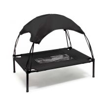 Wiltec Transat Pour Chiens Et Chats Avec Toit – Couleur Noire – M / 76 X 60 X 16 Cm – 25 Kg Max – En Tissu Oxford – Lit De Camp Relaxant Surélevé Pour