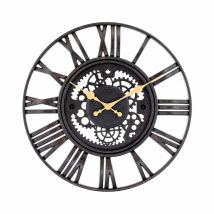 Thinia Home - Reloj De Pared Vintage Troquelado Negro/dorado Ø38 Cm