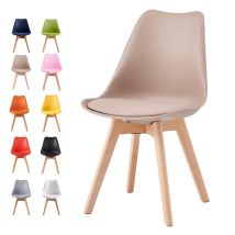 MCC Direct – Eva Dining Chair – Ergonomic Design – Wooden Legs – White – 120KG Weight Limit – 46cm Seat Height