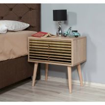 Dmora - Mesa De Noche Dfiorill, Cómoda Baja, Mesilla De Noche, Estante De La Cama, 60x40h61 Cm, Roble