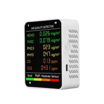 Rilevatore Di Qualità Dell'aria Multifunzionale 6 In 1, Monitor Di Anidride Carbonica E Formaldeide, Con Ampio Schermo Lcd