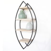Scaffale Da Parete Ovale Con 4 Ripiani In Legno - 36x80cm