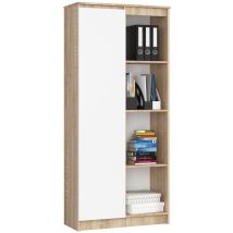Büroregal Akord R80 Mit Verschließbaren Tür Sonoma-eiche 80 Cm Tür 8 Ebenen Front Weiß B80 X H180 X T35 Cm