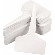 100 Pieces White Plastic T-type Plant Markers, Durable Garden Markers Waterproof Tags Seedling Labels
