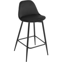 Klihome - 1x Taburetes De Cocina, Taburetes De Bar, Taburetes Altos Para Cocina, Comedor, Estudio, En Terciopelo + Metal, Negro