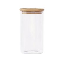 Pebbly Square 1400ml Canister With Bamboo Lid