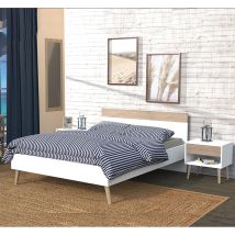 Le Quai Des Affaires - Bett Camper 140x190 Cm / Weiß & Gebleichte Eiche/ 195x146x80 Cm
