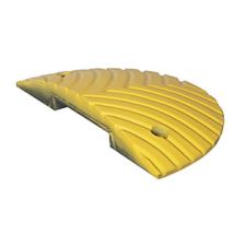 Fahrbahnschwellen, Aus Wiederaufbereitem Kunststoff, Für Passiergeschwindigkeit 20 Km/h, Abschlußelement Mit Nut, Farbe Gelb, Bxlxh 200x400x50 Mm