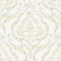 A Street Prints - Featherton Damask Yellow Grey Wallpaper Paste The Wall Modern