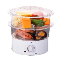 JATA Dampfgarer CV200 – 3,5 L Kapazität – 500 ml Wassertank – 400 W Leistung – 60 Minuten Timer – LED-Anzeige – transparenter Deckel
