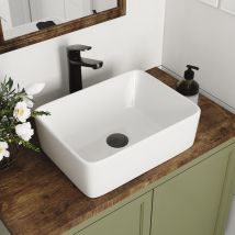 Countertop Vessel Sink, Deervalley Modern Bathroom Sink With Smooth Surface, White Rectangle Wash Basin For Bathroom Cloakroom Toilet - 40.5 X 30.5 X 