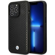 Funda Bmw Bmhmp14l22rfgk Para Iphone 14 Pro De 6,1 Pulgadas, Color Negro/negro, De Piel Con Diseño De Diamante Y Compatible Con Magsafe.