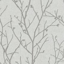 Boutique - Mica Effekt - Zweig - Vliestapete - Grau/silber - 10m X 52cm