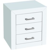 Moblit - Kynus -lacado Mesita De 3 Cajones, Madera De Pino Maciza Y Mdf Color Blanco Lacado , Medida 55 X 50 X 35 (alto, Ancho,fondo)