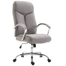 CLP Bürostuhl XL Vaud Stoff grau – Höhenverstellbar – Belastbarkeit bis 140 kg – Ergonomisch – 5 Leichtlaufrollen – Metallgestell in Chromoptik