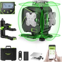 Huepar 16 Linien-selbstnivellierendes Laserniveau 4 X 360 ° Mit Lcd-bildschirm, 4d Bluetooth Grüner Strahl Laserwerkzeug, Horizontal/vertikal Laser -