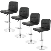 4er-set Barhocker Mit Lehne Loungesessel, Kunstleder Höhenverstellbar Und 360° Drehbar Tresenhocker Für Küche, Bar, Cafe (schwarz)