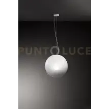 Moon Sospensione In Vetro E Metallo Bianco 1 Luce Attacco E27 D.40cm