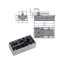 Cerradura de suelo 7100 105 Me7111 – Cuerpo monobloque de fundición – Caja de mampostería galvanizada – Apertura 180° – Fuerza de cierre fija EN1