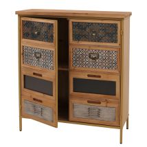 Cómoda De Farmacia Hhg-304, Armario Alto Con Compartimentos De Almacenamiento, Aspecto Vintage Desgastado, 94 X 80 X 35 Cm, Azul