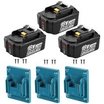 3x Batterie Pour Makita 18v Bl1850b Bl1860b Bl1840 Bl1830 Bl1815 Lxt Dmr107 Dmr108 avec Led Remplacement+ Cadeau : Pendentif D'Outil