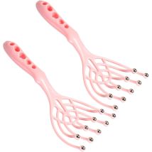 2 Piece Head Scalp Massager Tool Ergonomic Plastic Scratcher With Steel Balls For Scalp Stimulation Hair Care And Stress Relief At Home Spa
