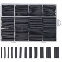 Shining House – Guaina termorestringente nera 625 pezzi – 1mm, 2mm, 3mm, 4mm, 5mm, 6mm, 8mm, 10mm – Poliolefina termoplastica
