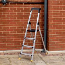 BPS Access Solutions – 4 Step Trade Master Pro Platform Ladder – 150kg Weight Rating – Lightweight Aluminium – Non-Slip Rungs