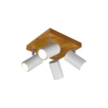 Foco Marley 4 Focos Gu10 Blanco Y Madera 22x22 Cm Trio Lighting